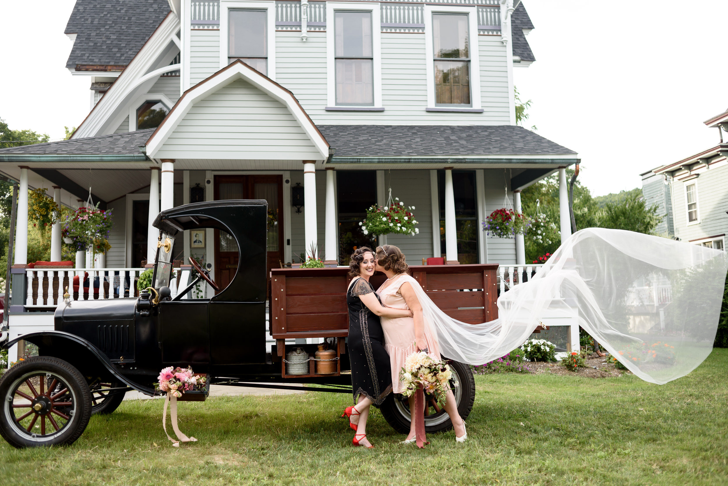 Brides after renewing their vows in upstate New York - Ithaca wedding photographer