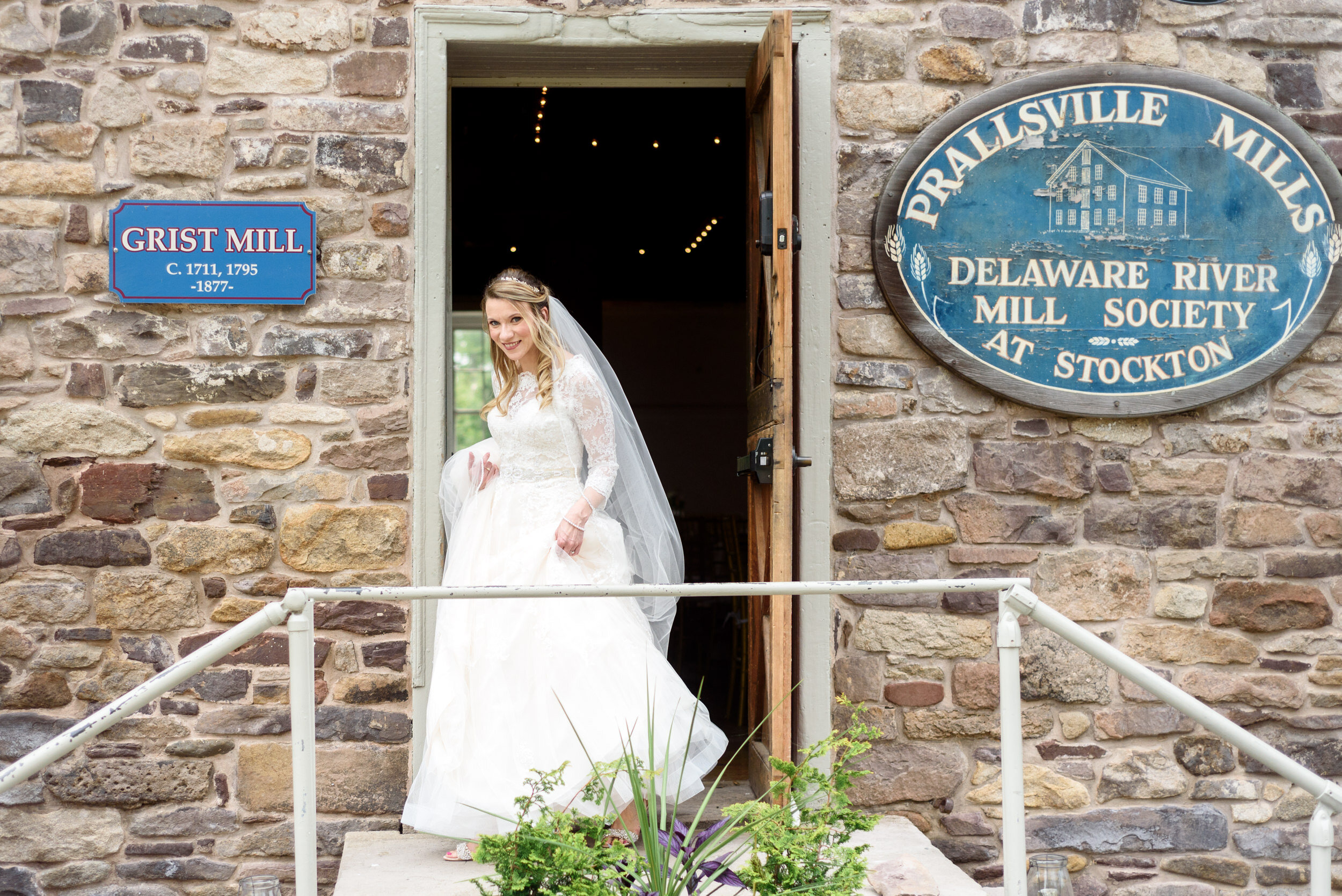 Bride at Prallsville Mills wedding - Philadelphia wedding photojournalism