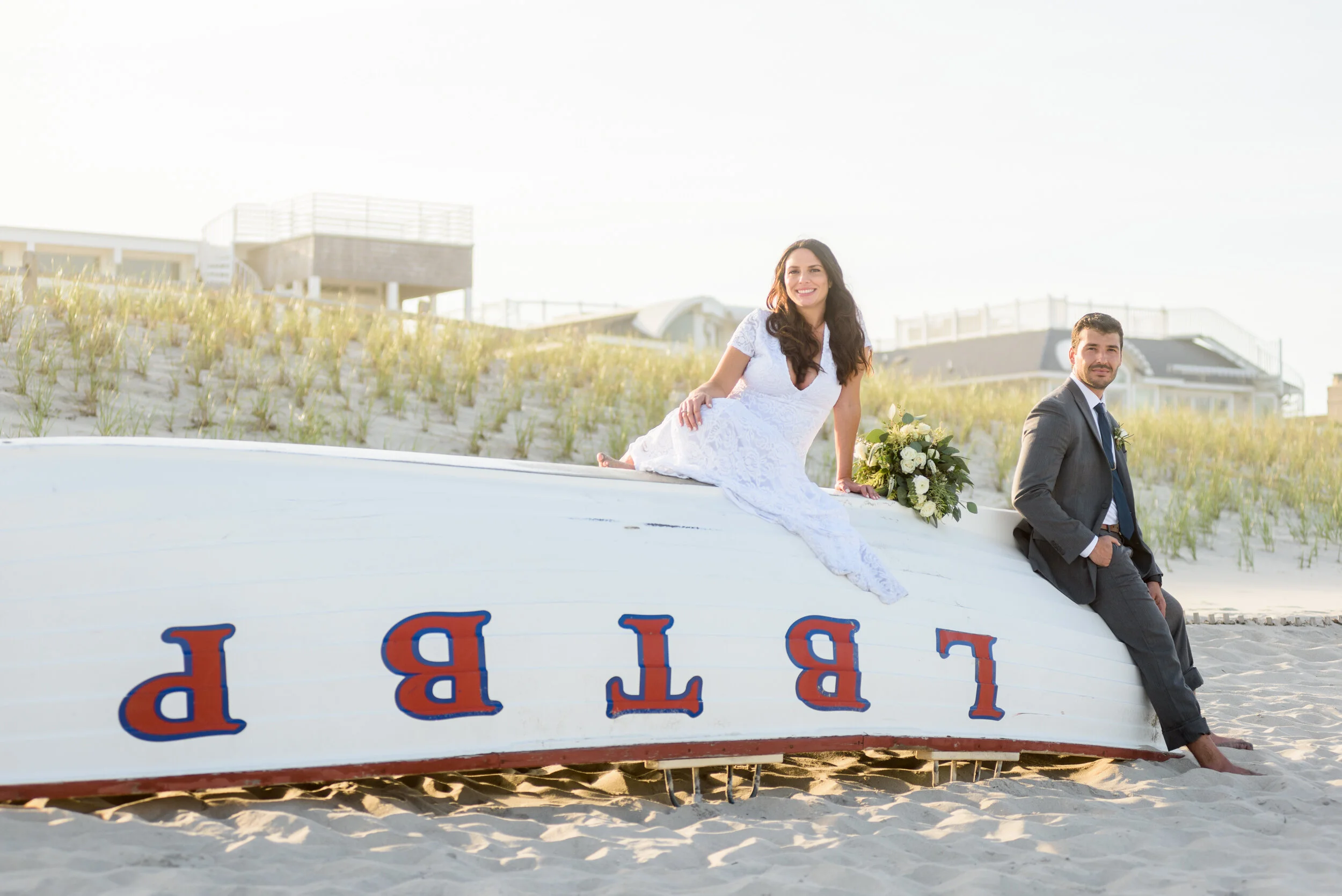 Creative wedding portrait of bride and groom - LBI wedding photos