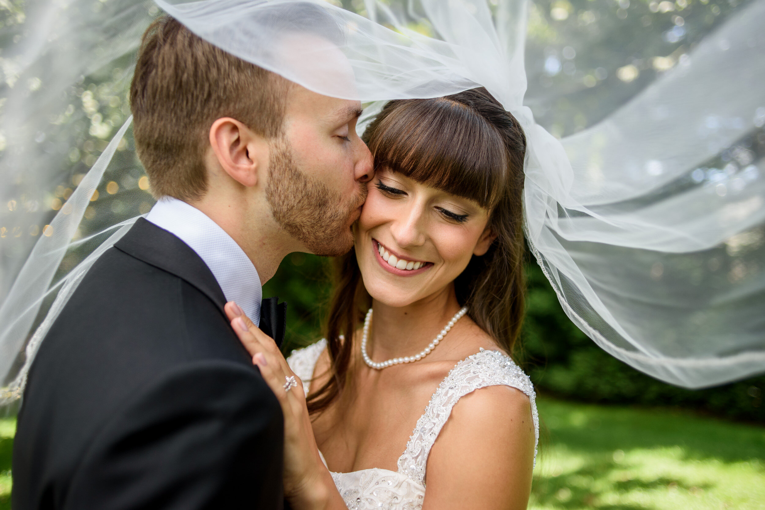 Romantic wedding veil portraits