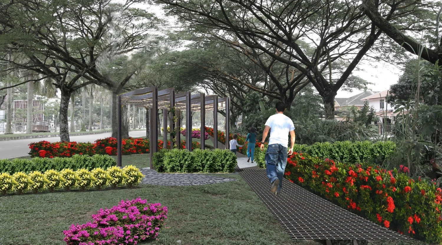 Landscape Design concept overlay on existing roadway.