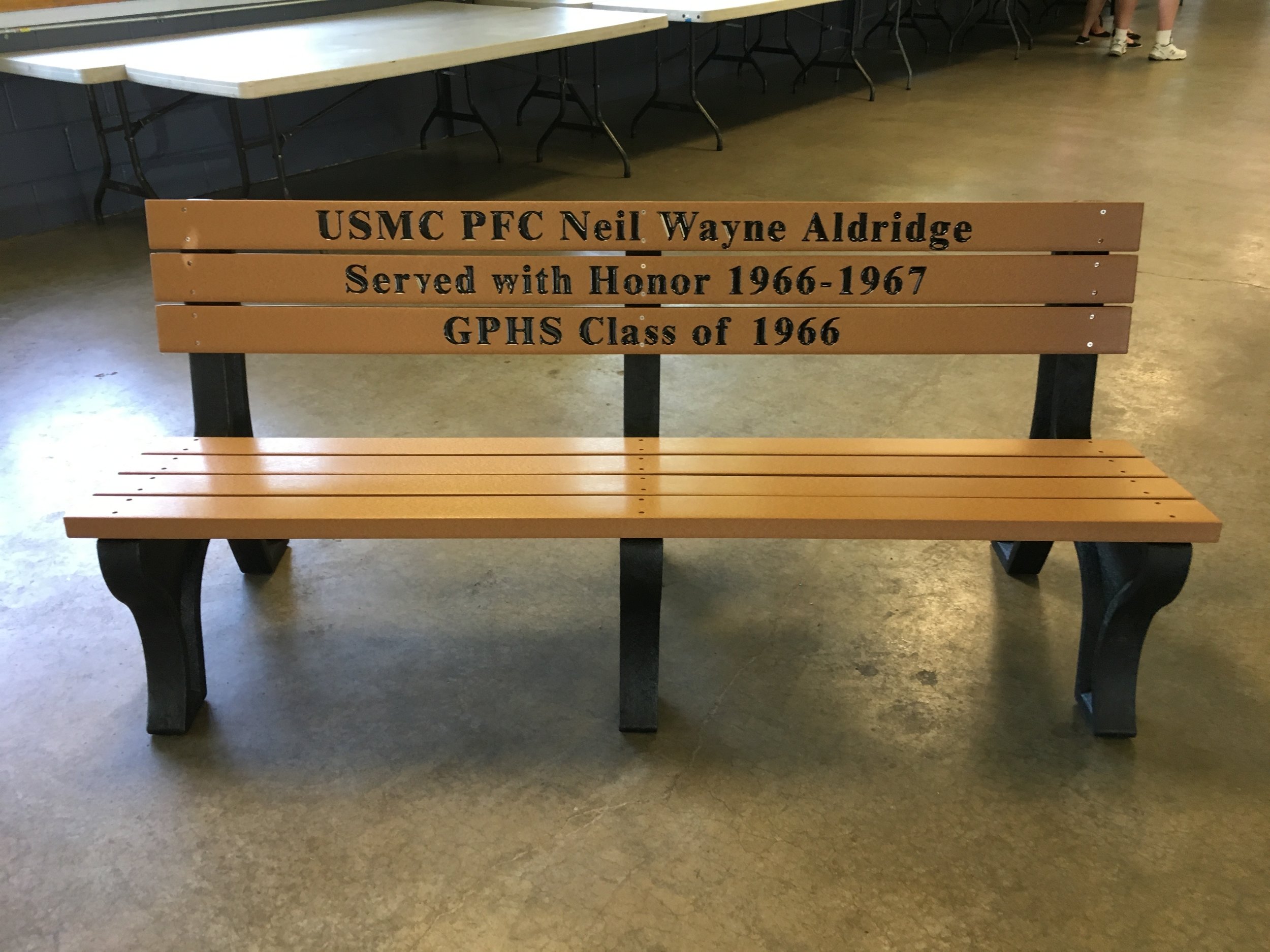 Bench dedicated to PFC Neil Wayne Aldridge, 2018.