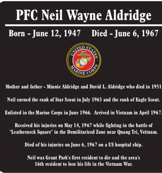 PFC Neil Wayne Aldridge dedication, 2018.