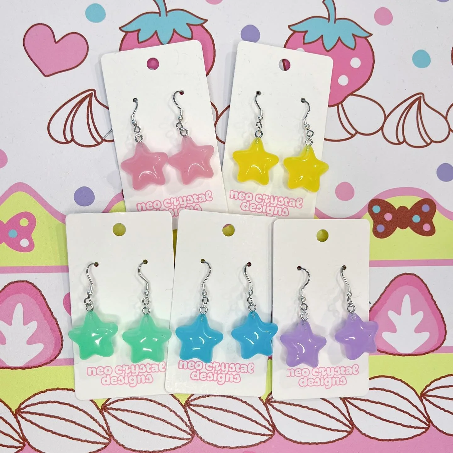 My top selling puffy star earrings are back, and now in two new colors! 💫 #dopaminedressing #kidcore #pastelaesthetic