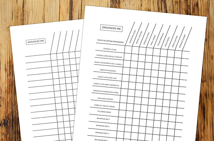 Free 'organize me' chart to help you focus in the workplace.