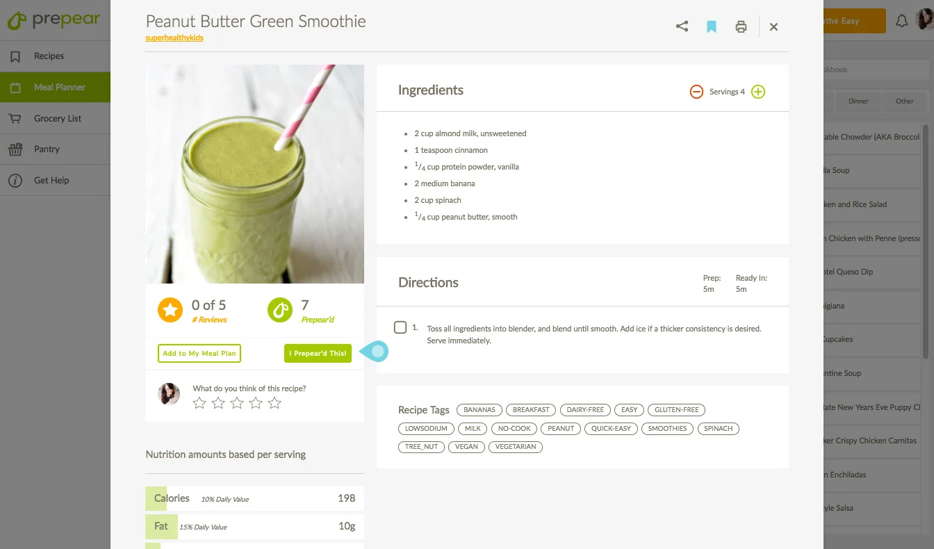 Meal Planning With Prepear - the recipes