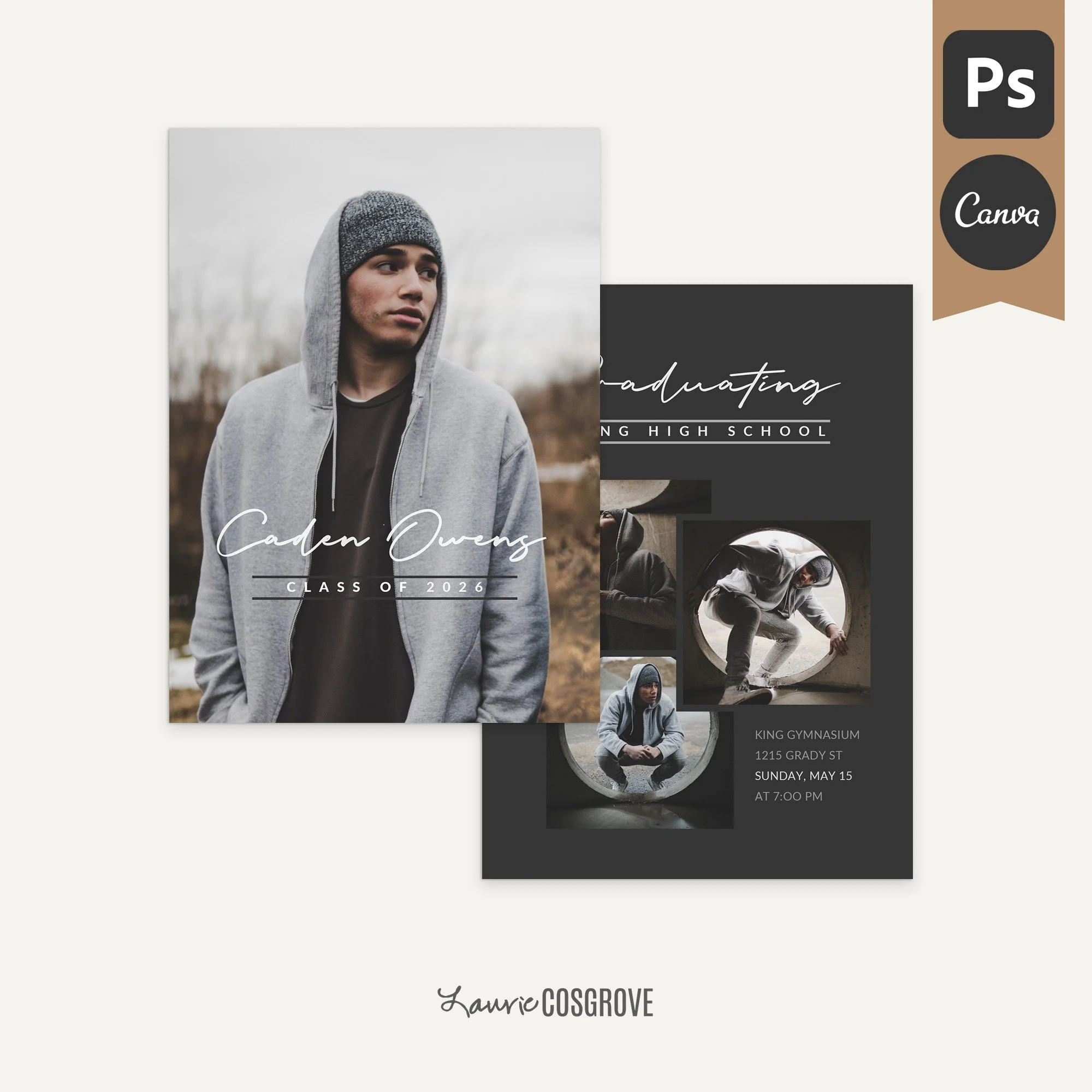 Guys Graduation Announcement Card Template - See The Light