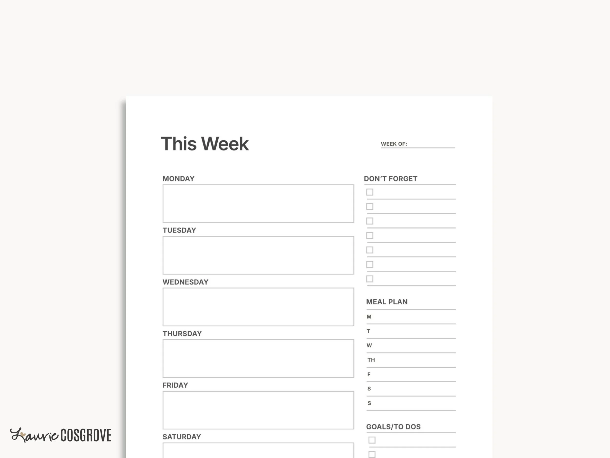 Weekly Planner Printable Template