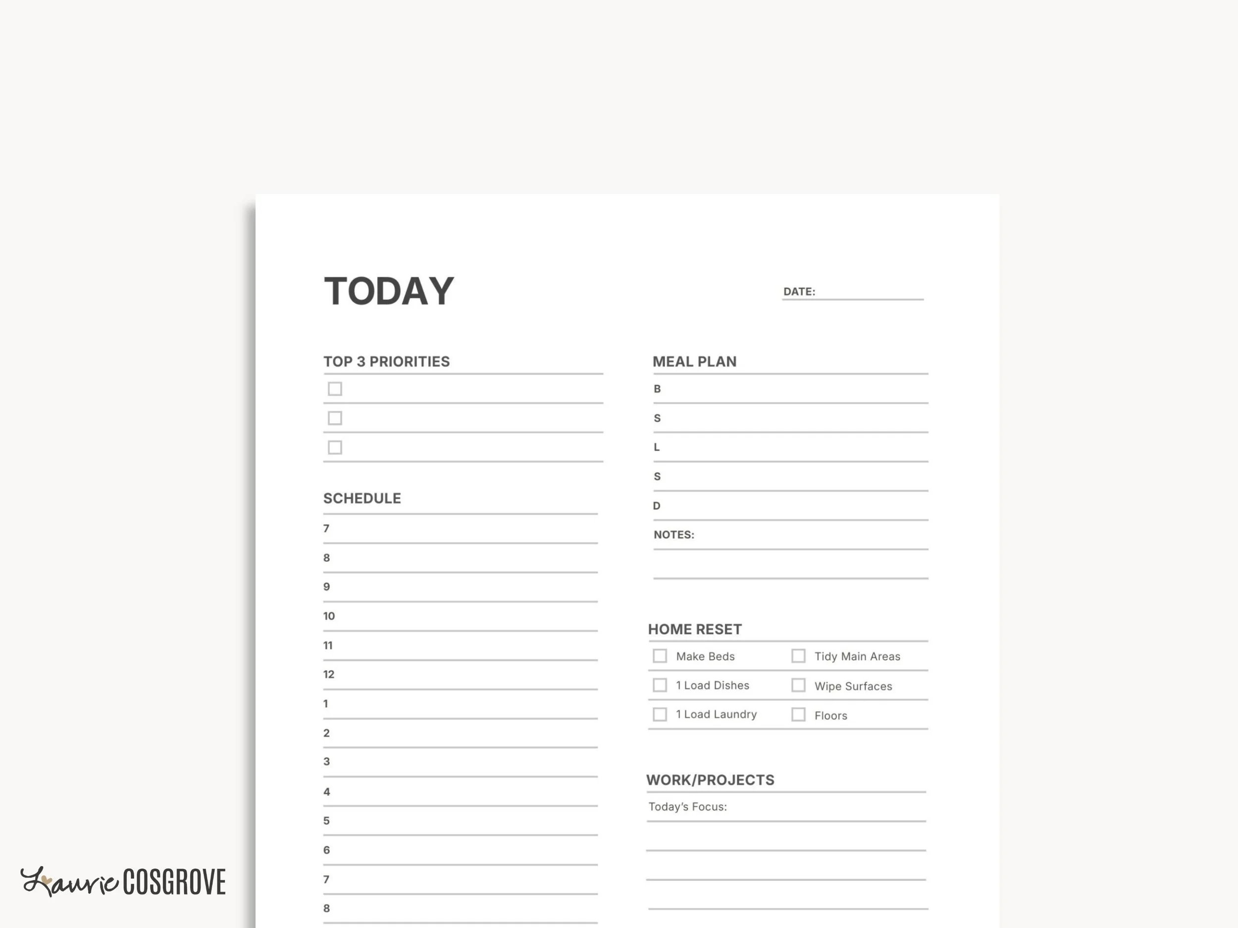 Daily Planner Printable Template