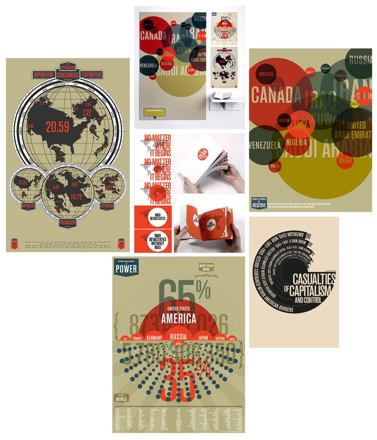 SENIOR THESIS PORTFOLIO: INFOGRAPHICS Bryan Farevaag’s senior thesis covered world oil reserves, consumption, and conflict. Bryan researched the topic and completed a number of infographic posters as well as a flip book. His work showed in our SVA Museum exhibition. It drew much interest including an extended conversation with SVA’s owner and president during our exhibition opening.
