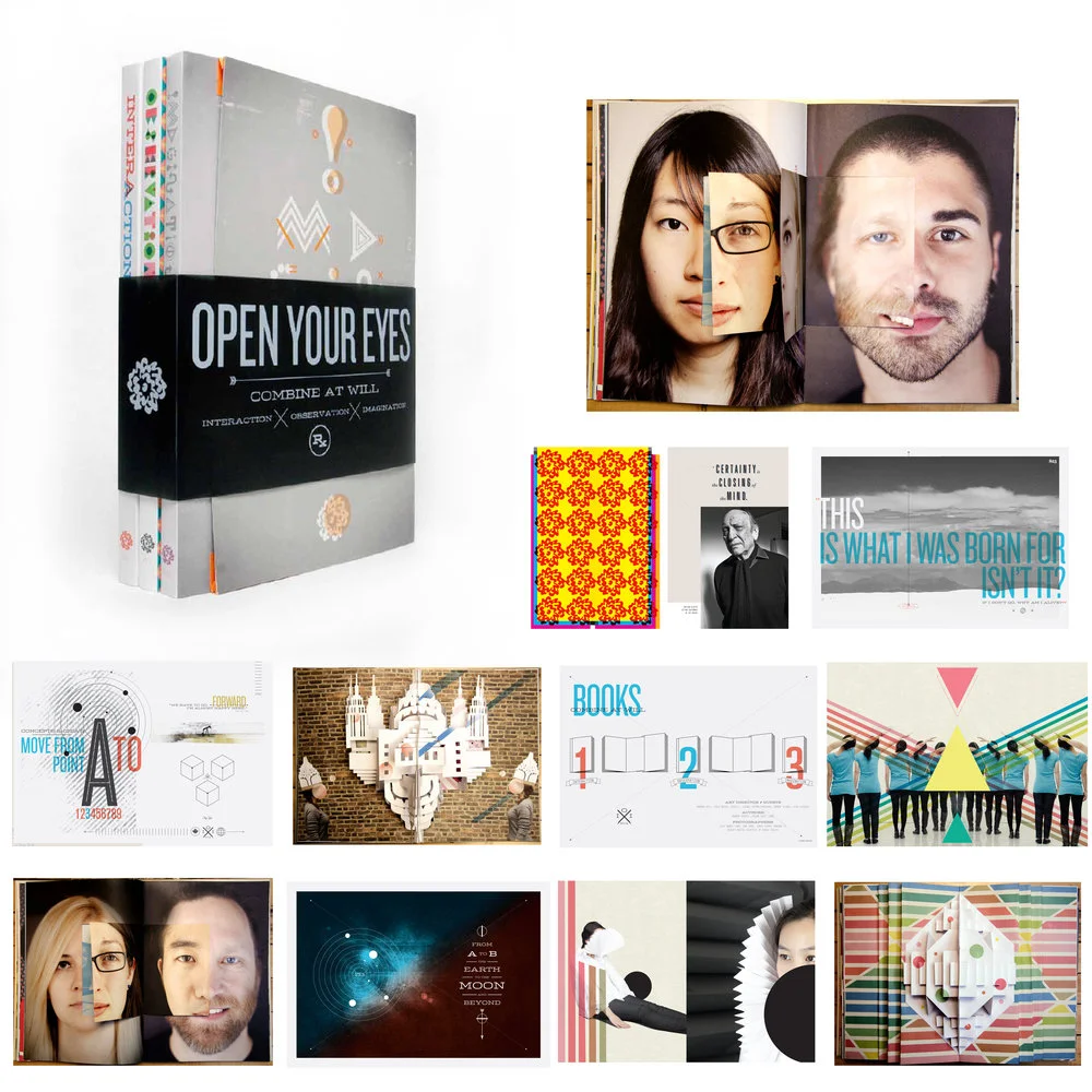 2011 SVA YEARBOOK, PAGE LAYOUT VERSION Our 2011 SVA Yearbook is three volumes that connect together. Highlights are great design, an augmented reality piece, and pop ups in each of the three volumes. This piece won a silver Clio in 2012. E Genevieve Williams, creative director; Dong Hee (Agnes) Choo and Jin Suk Kim, student art directors and designers; Bryan Farevaag , Olga Vladova , and Erica Chung, design support staff. Click this link to view the video https://vimeo.com/82681557 .