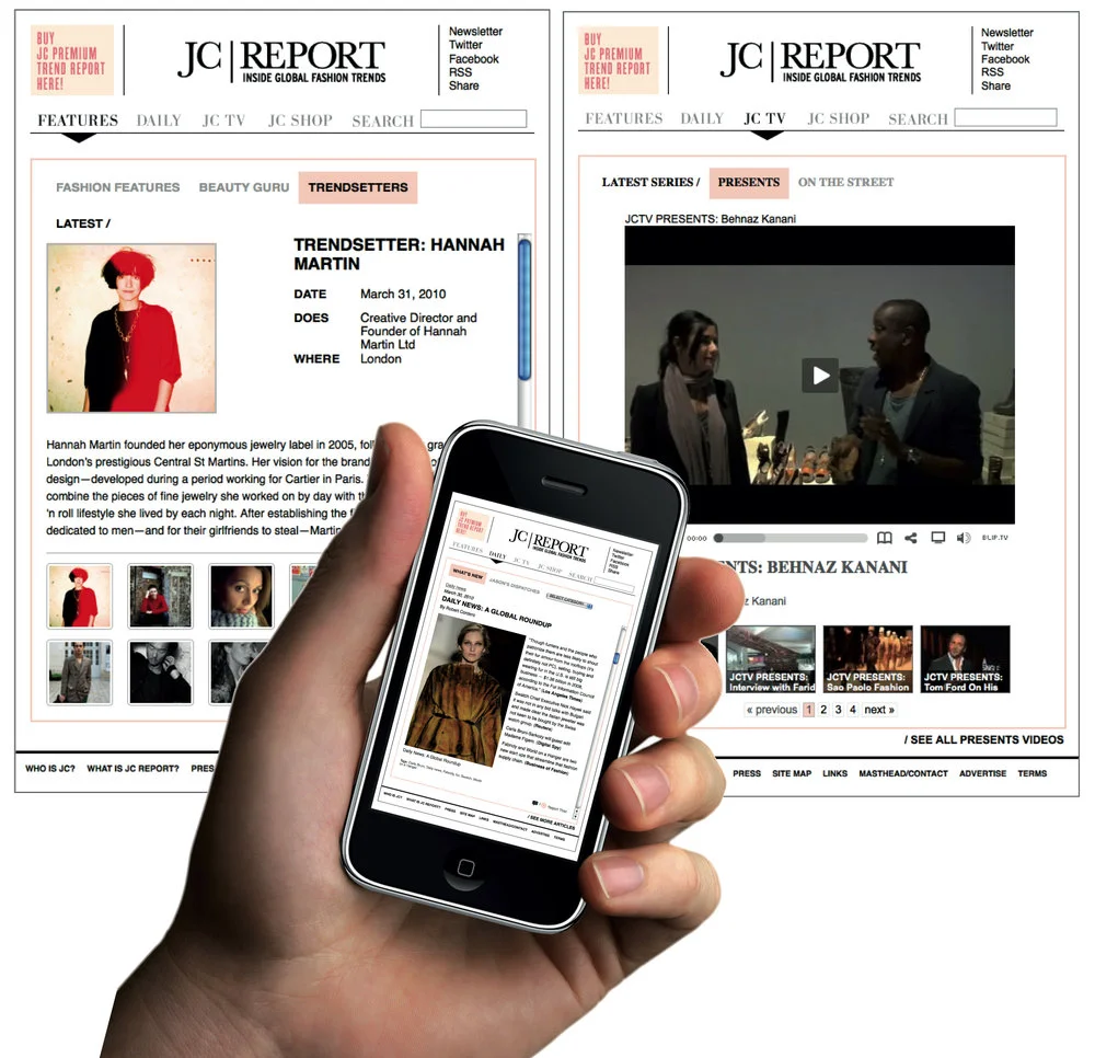 SENIOR THESIS PORTFOLIO: INTERACTIVE WEBSITE AND MOBILE APP Louis Liu created a website that handled live, written media as well as videos and photography. His topic is fashion. The website was able to navigate numerous incoming sets of information. He also made a mobile app for the product. This was his senior thesis project 2011.