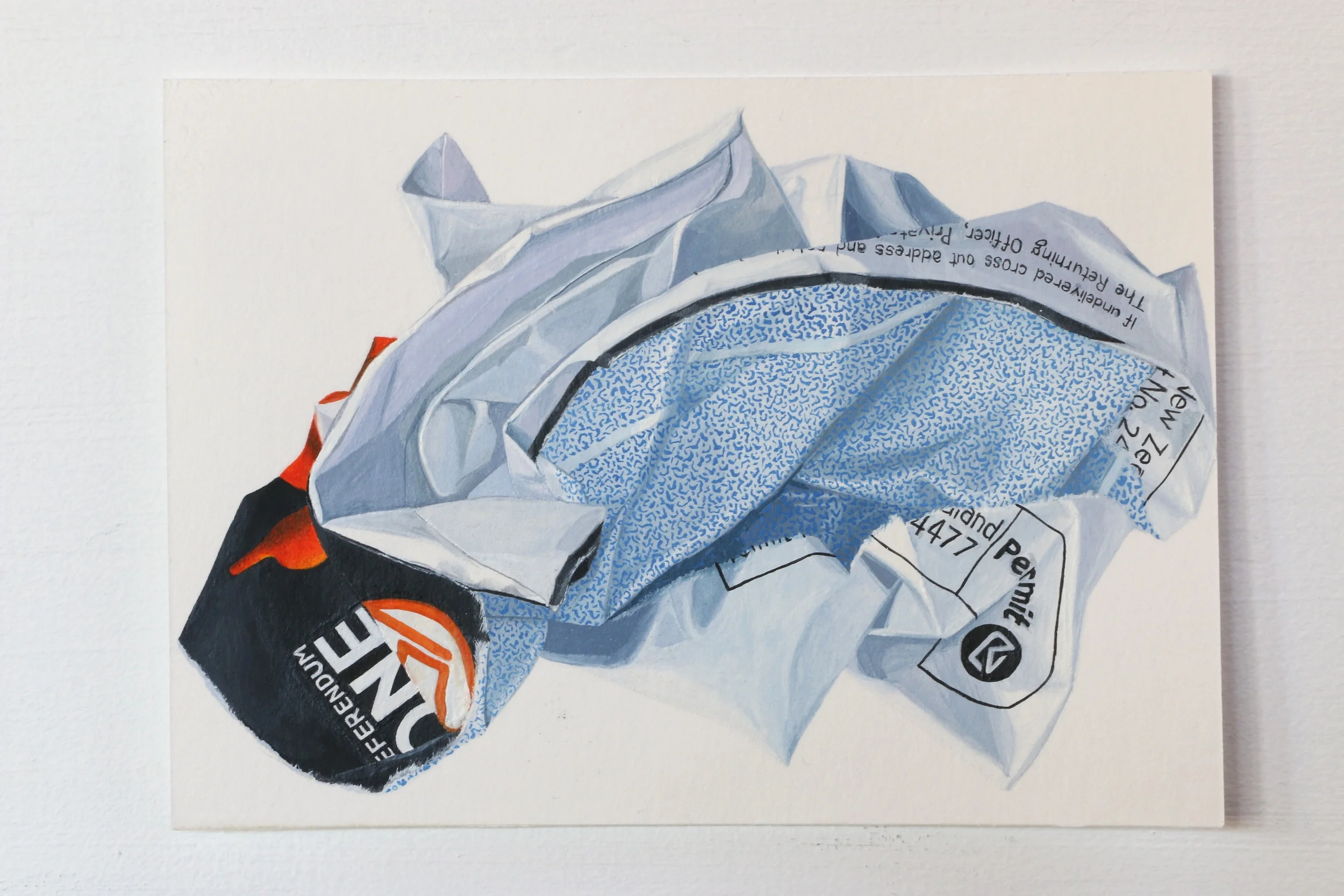  Can't You Just Email It To Me? (NZ Electoral Commission, Referendum One, 2),&nbsp;2016  Watercolour on paper,&nbsp;149 x 100 mm 