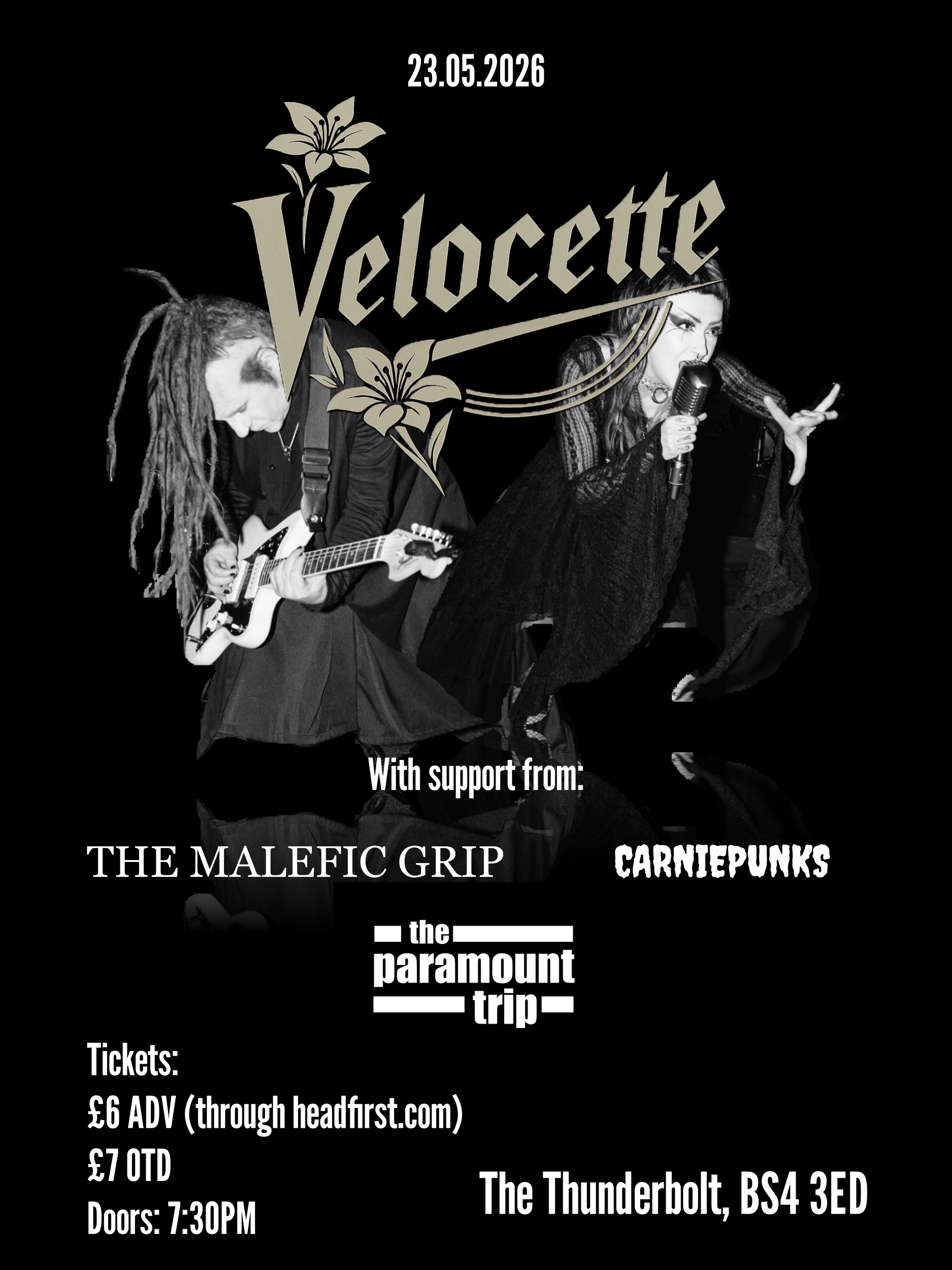 VELOCETTE + The Malefic Grip + Carniepunks + The Paramount Trip
