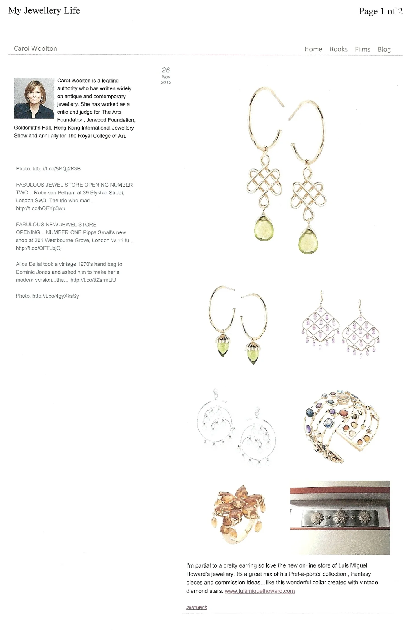 Carol Woolton's Jewellery Blog, Nov. 2012