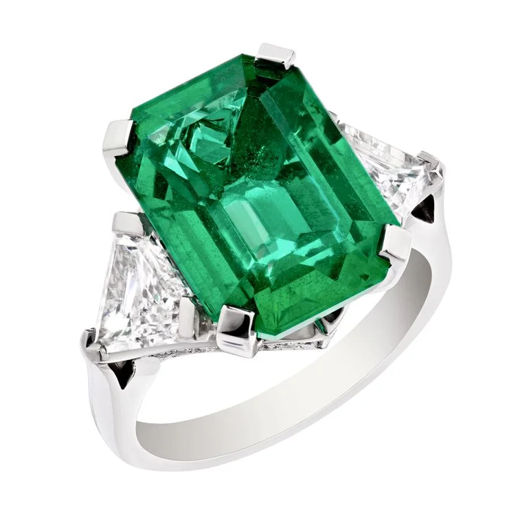 Faberge 'Devotion' ring, set with a Zambian emerald of over 7 carats.