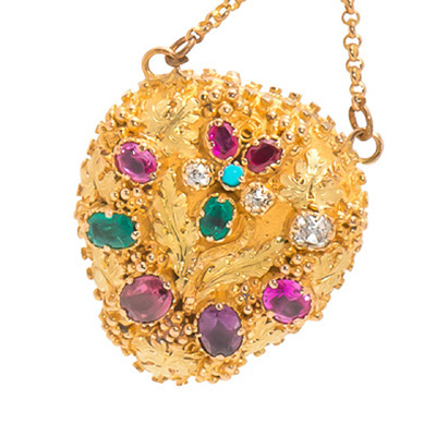 Victorian acrostic locket spelling out REGARD using the first letter of each precious stone.