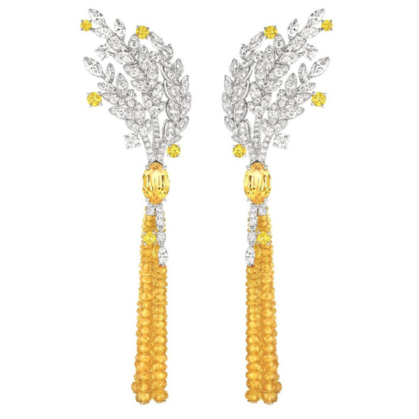 Diamond and yellow sapphire Moisson d'Or earrings by Chanel