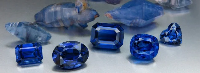 Beautiful blue sapphires: the evenness of colour will have been achieved partly by the stone cutter.