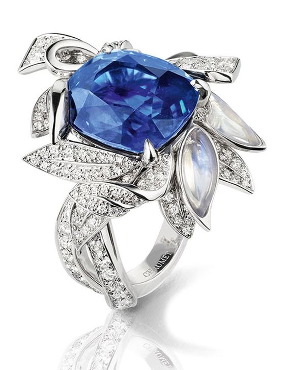 Chaumet's sapphire, diamond and moonstone laurel ring, from the collection 'La Nature de Chaumet'.
