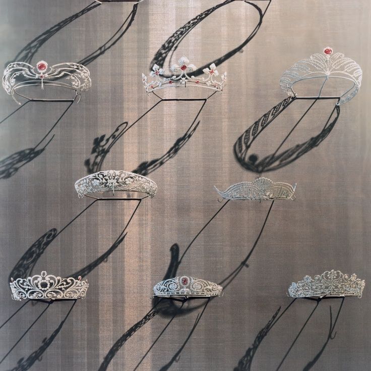Nickel and handpainted mock ups for tiaras from Chaumet's archive.