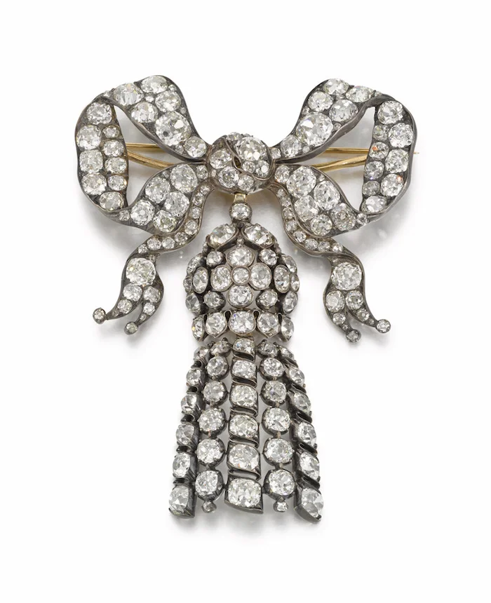 Vivien Leigh's 19th century diamond bow brooch with detachable tassel. 