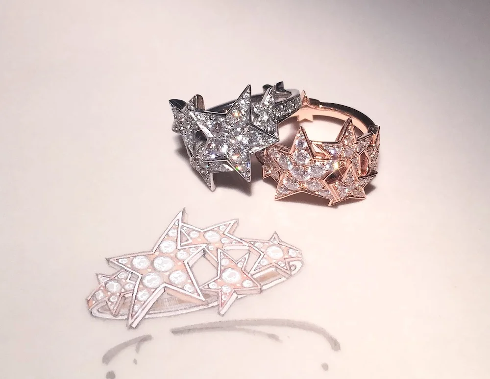 The starburst rings with their original designs.