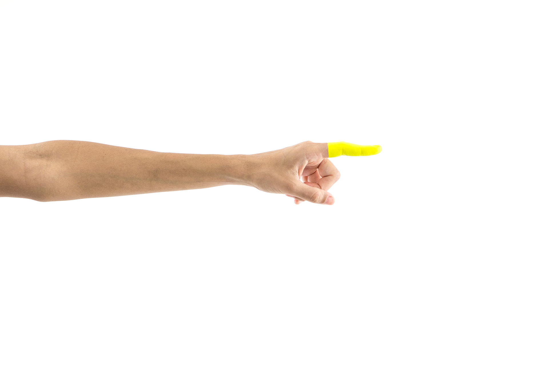 Must have someone to point your finger at. Index finger flexed.