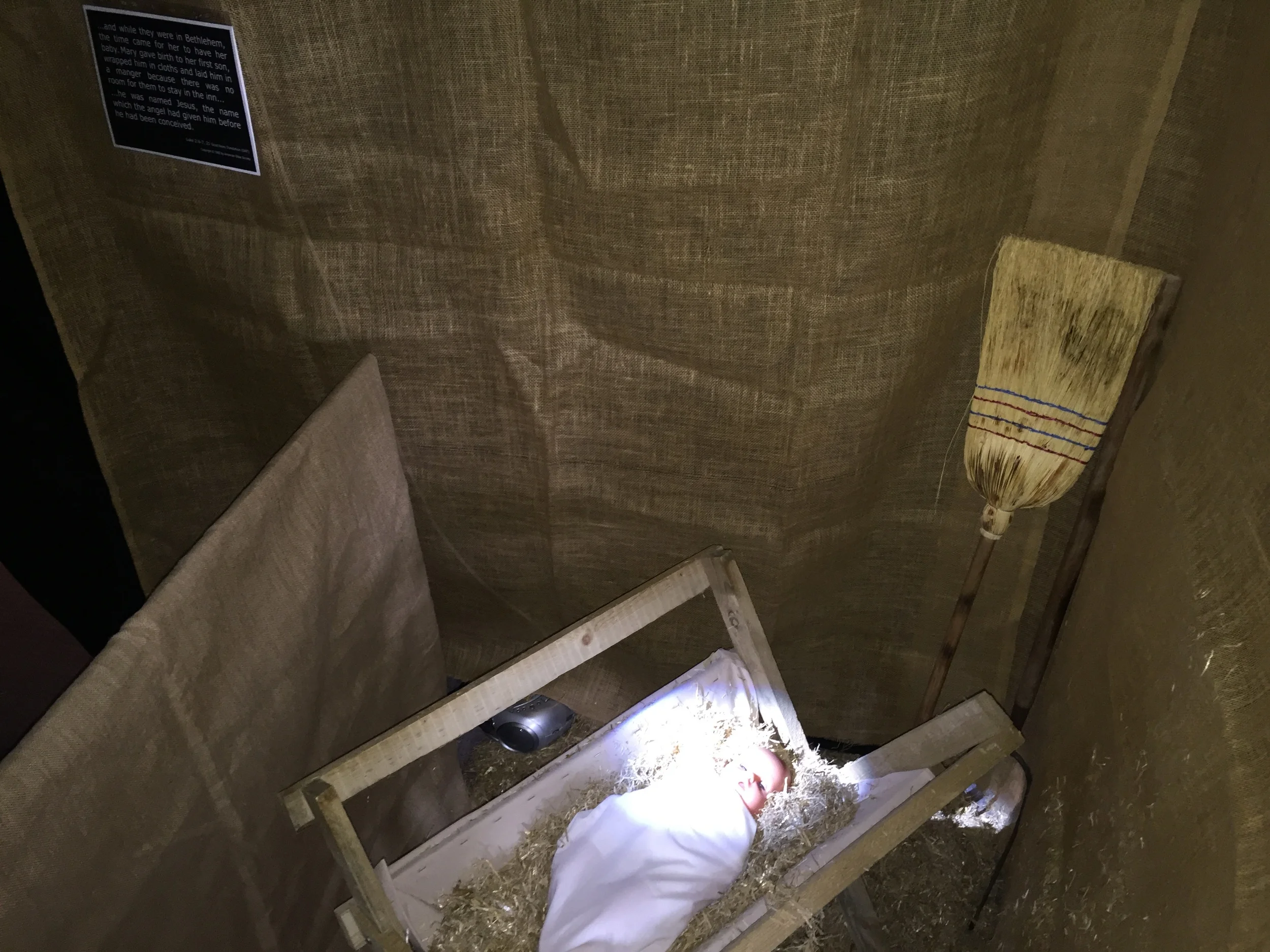 The baby in a manger.