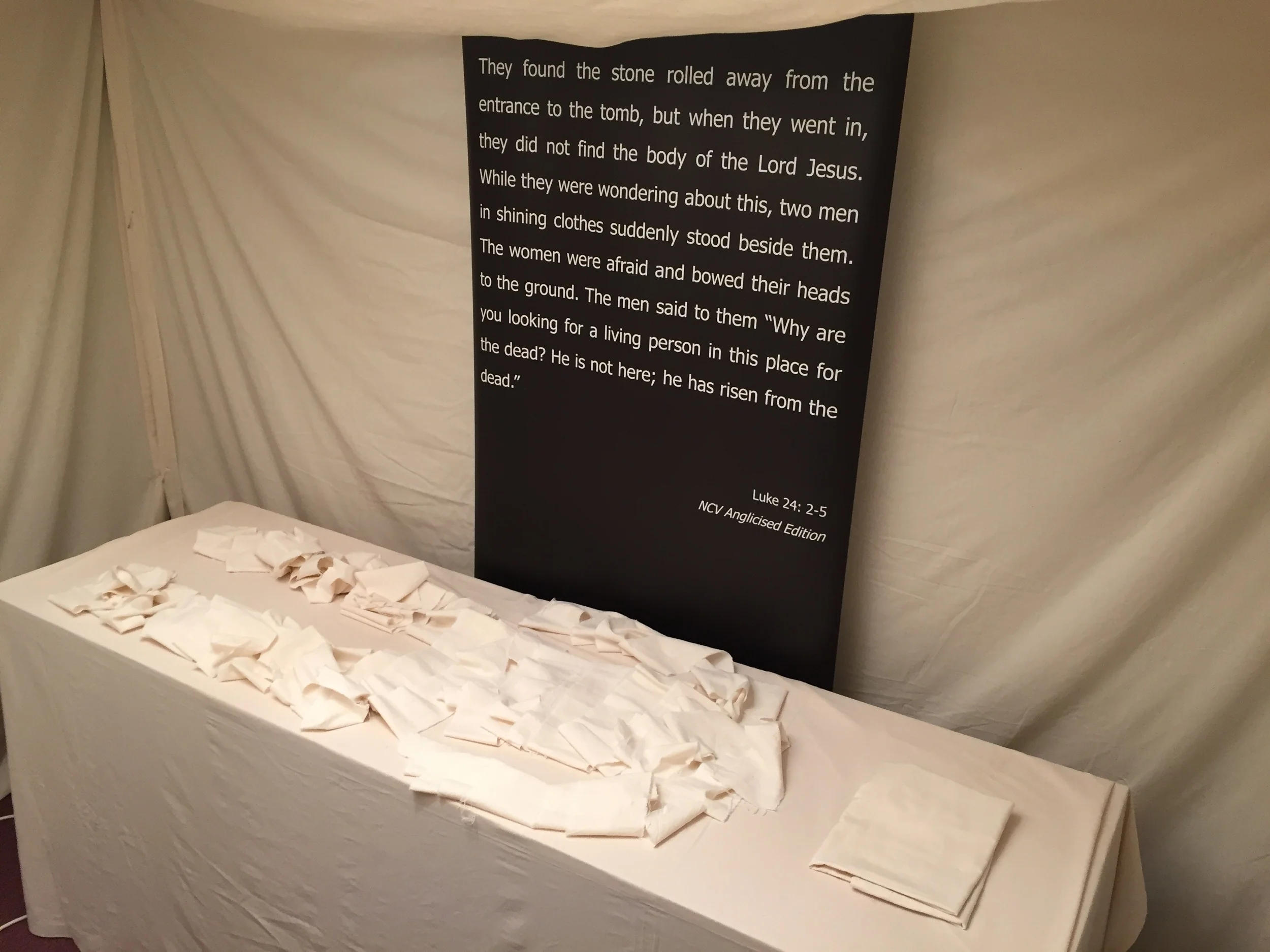 On the third day He rose again from the dead - the empty tomb.