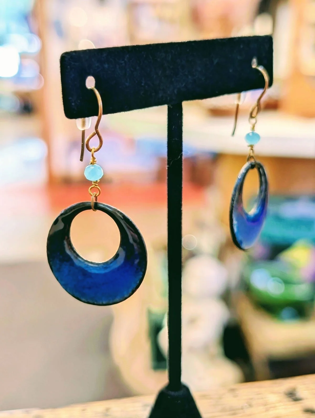 Blue Hoop Earrings