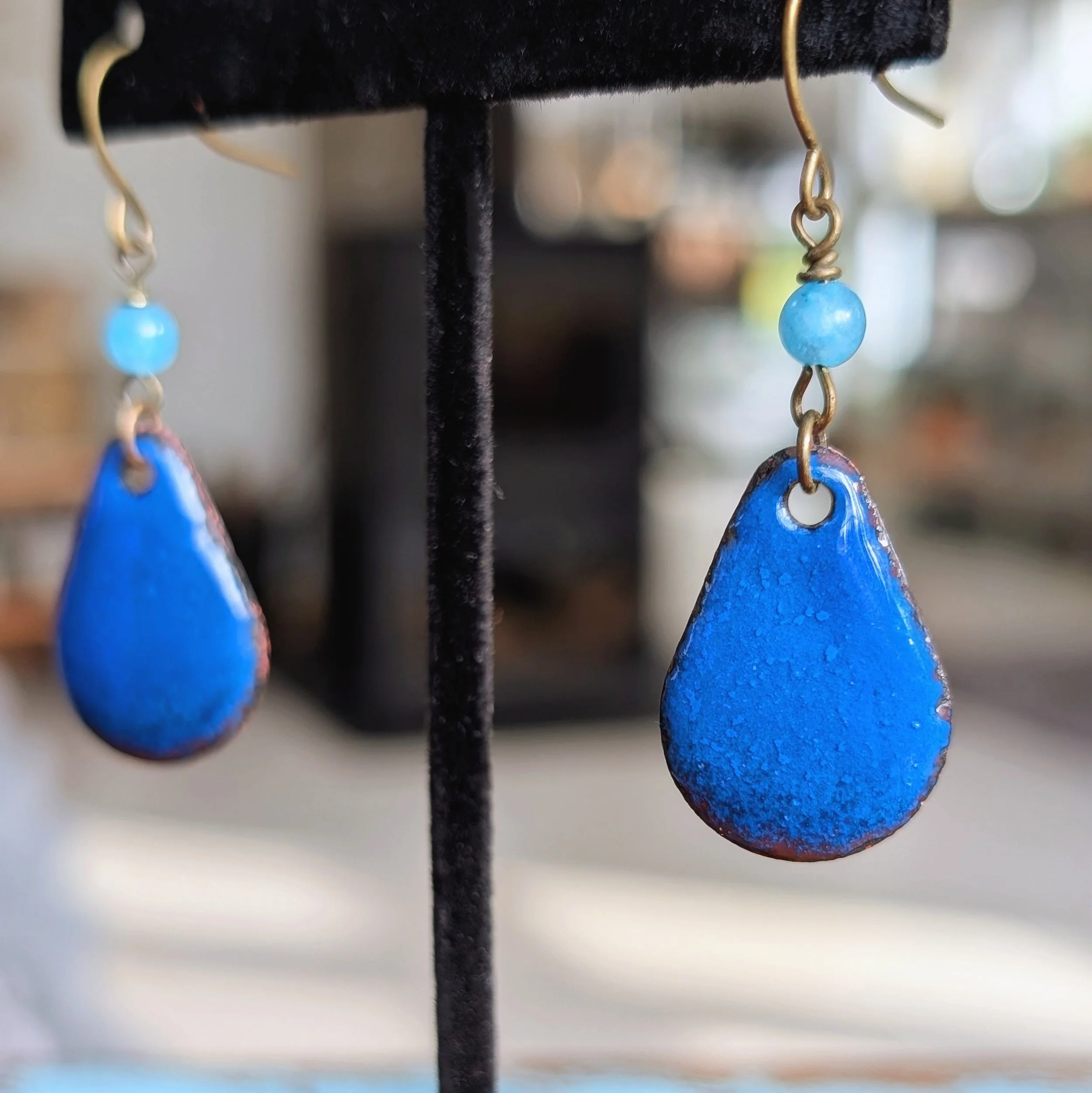 French Blue Teardrop Earrings