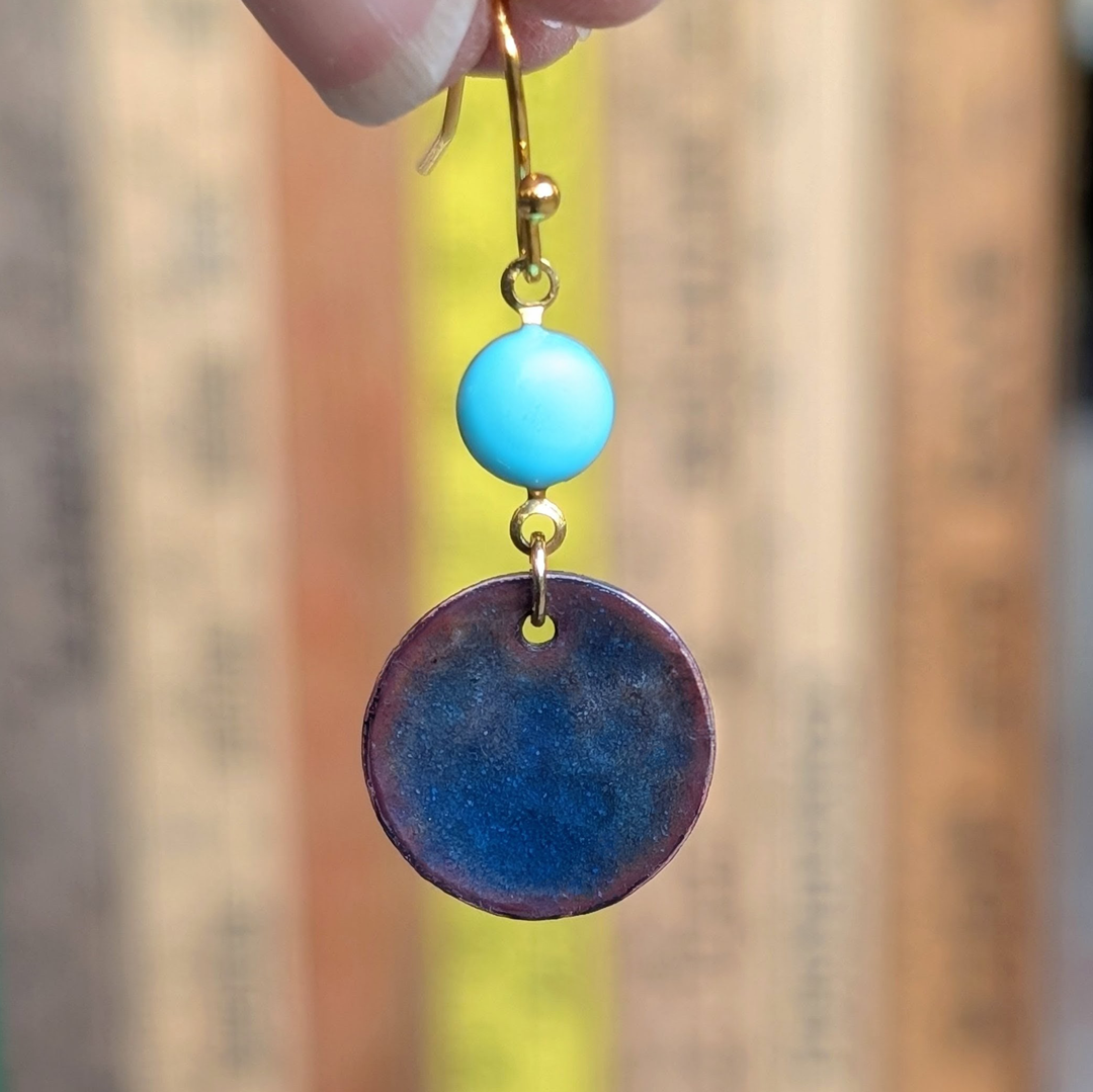 Blue Hammered Earring