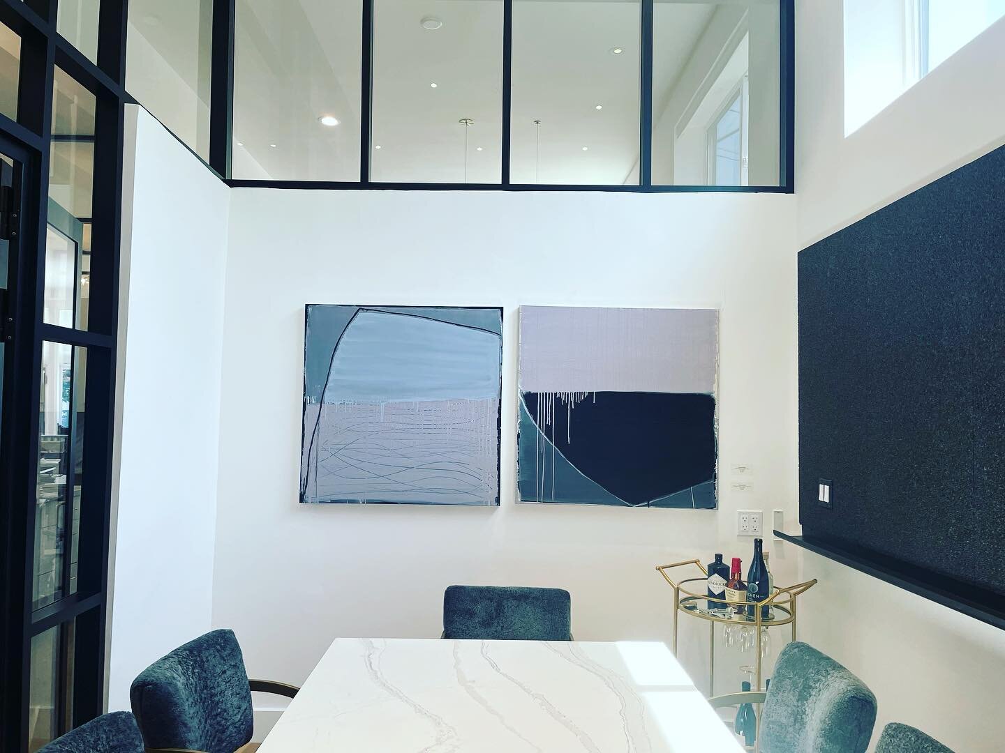 On another note Would like to share a recent installation of my work at the talented interior designer&rsquo;s office of @hshinteriors this diptych is looking lovely in the conference room ( if I don&rsquo;t say so myself) 
#artlovers #apair #artwork