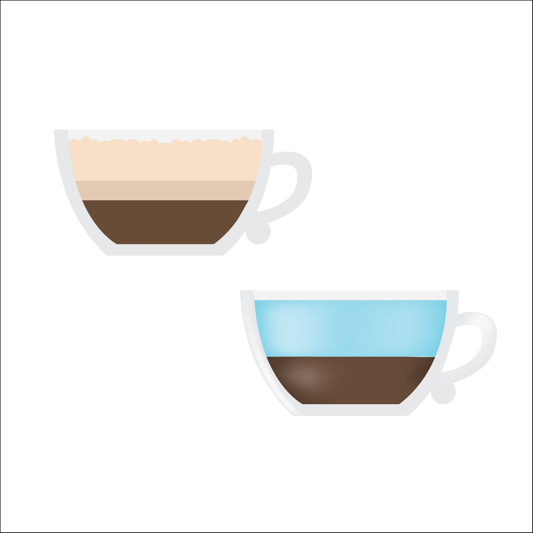  Close ups of flat and 3D coffee cups created in Adobe Illustrator | Latte and Americano  