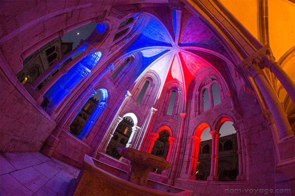 The festival took place right after the terrorist attacks in France, so the monastery was lit up at night with the colors of the French flag.
