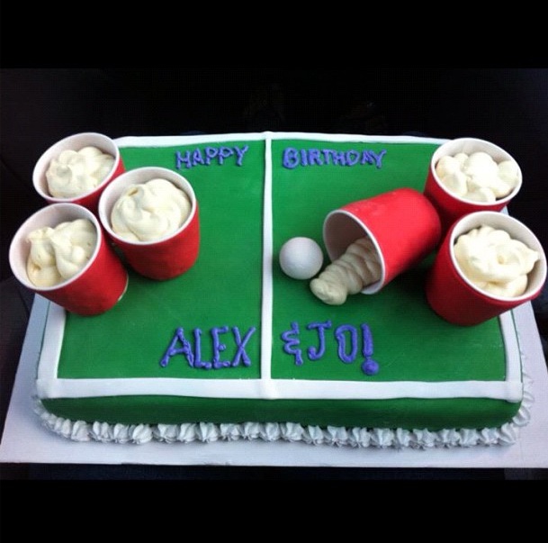 Fondant Beer Pong Birthday Cake