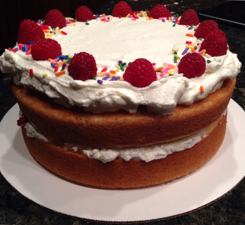Light Raspberry Vanilla Whipped Cream Cake