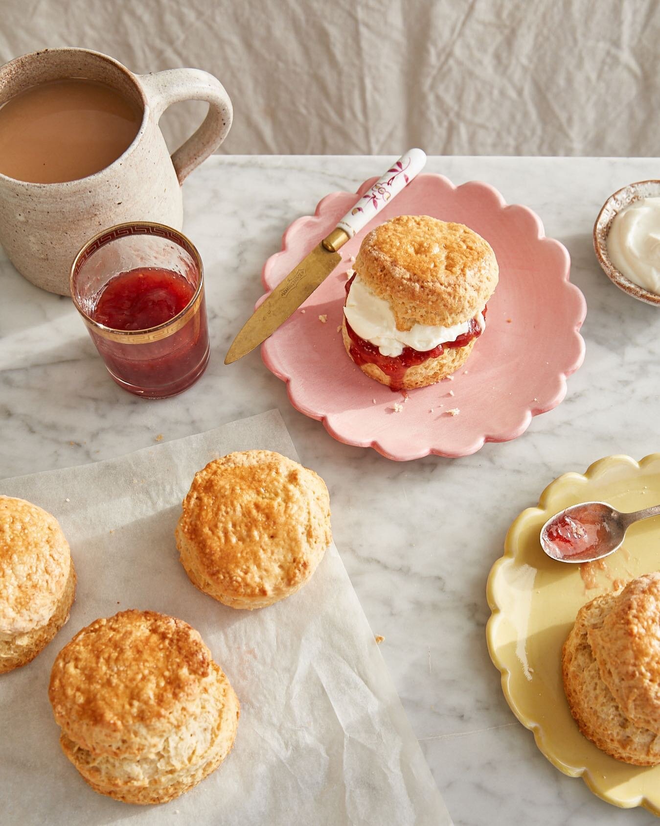 Today seemed like the right day for testing scone recipes. Think we could all do with a jam &amp; cream filled pick-me-up like this right now 🥴