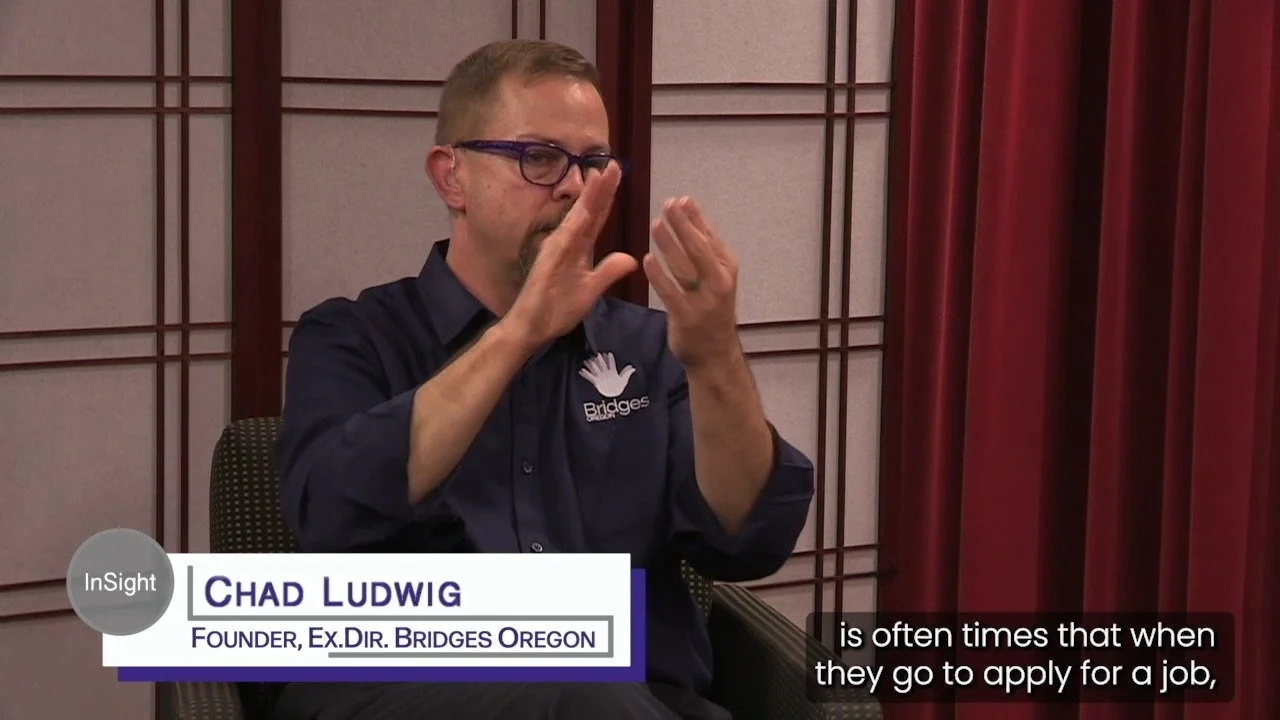 According to research, about one in four Oregonians suffers a wide range of hearing losses, says @bridgesoregon founder Chad Ludwig, and find it a challenge to get hired. Why is that? Check out this clip as he signs his answer while an A5 interpreter