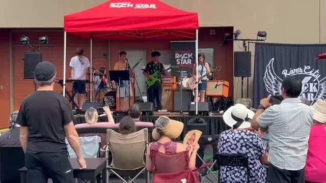 It may be toasty outside 🥵 🫠 but that hasn't kept Hunter, Luis, and Charles from Celebrating A Decade of @rivercityrockstar!
