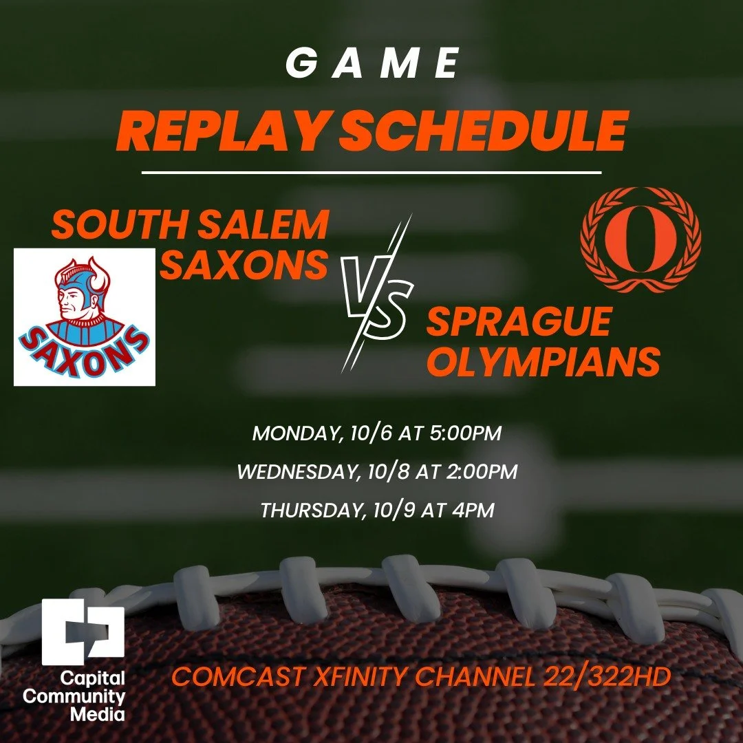 Watch the magic from Friday's game between @saxon_football and @sprague.football starting this evening at 5pm on Comcast channel 22/322HD.

Other times:
Wednesday, 10/8 at 2pm
Thursday, 10/9 at 4pm