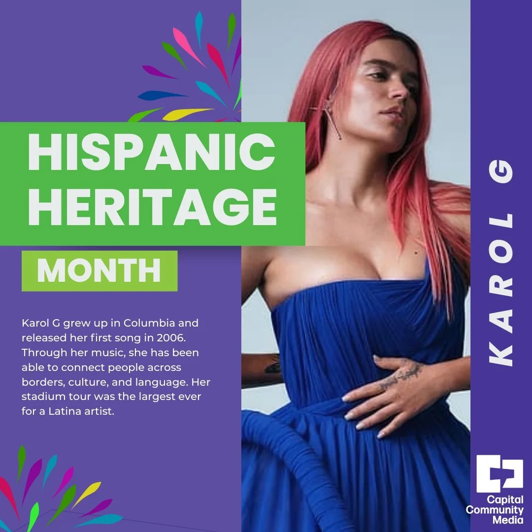 As we enter the final week of Hispanic Heritage month lets remember the focus of &quot;Collective Heritage: Honoring the Past, Inspiring the Future&quot;.
Today, we highlight Karol G who has become a global name in entertainment and advocacy - she in