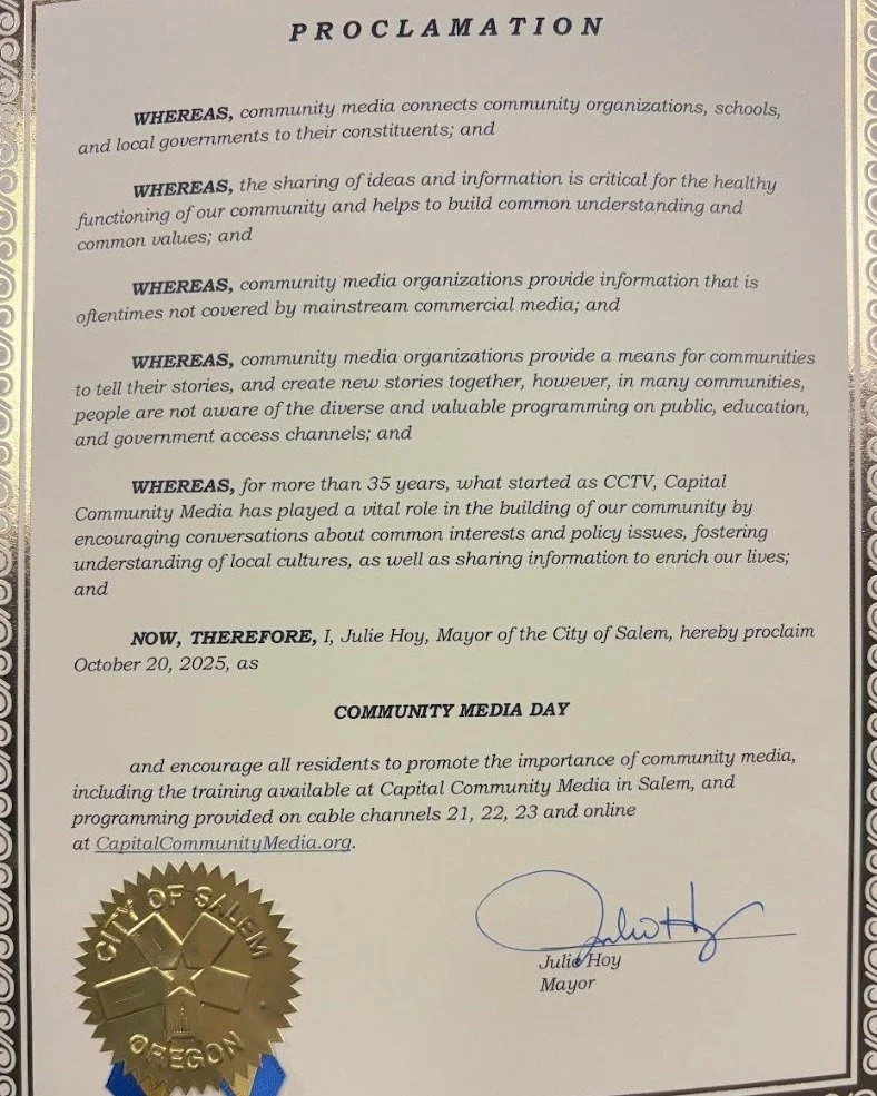 So it is proclaimed in Salem! Happy #CommunityMediaDay!