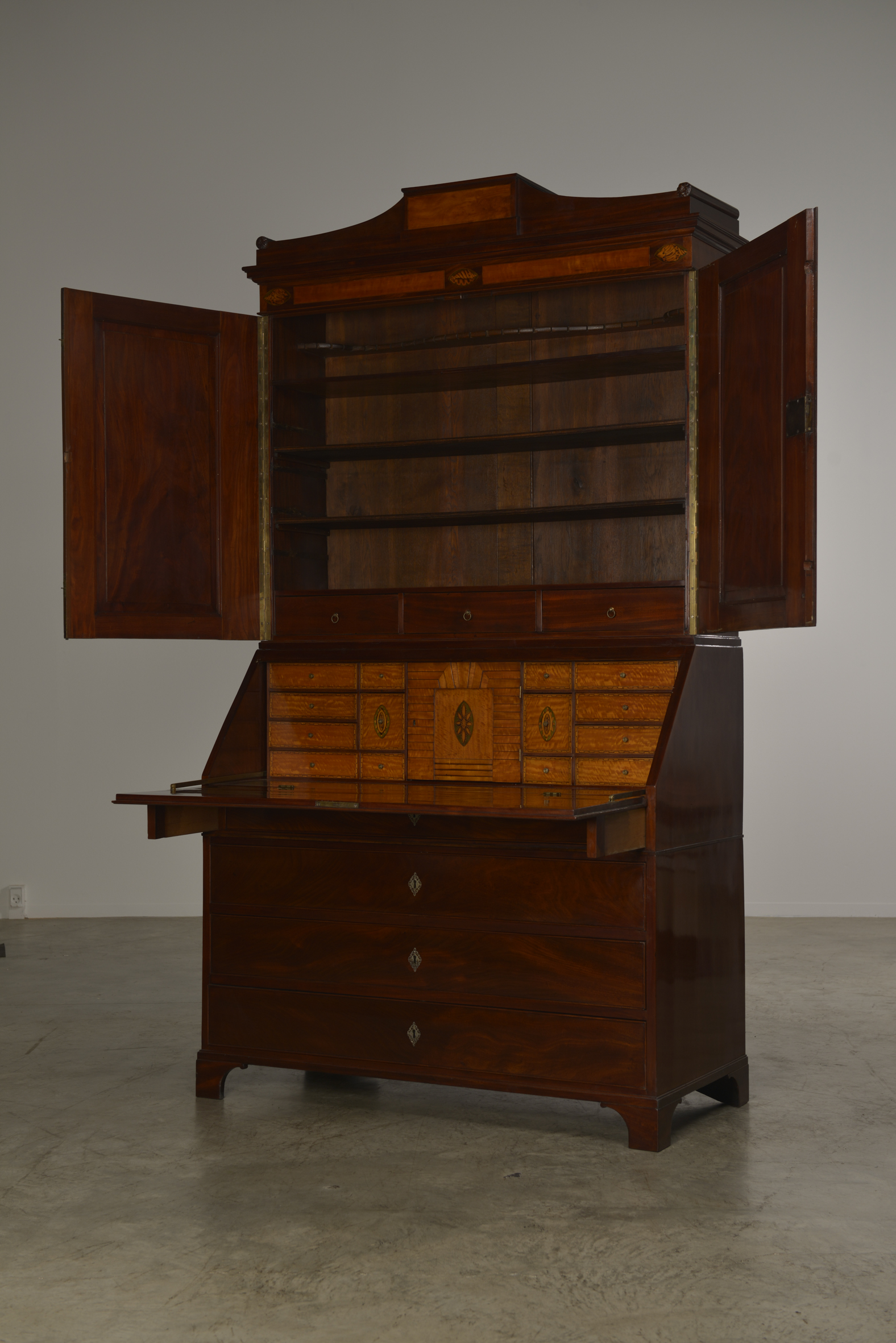 A fine Danish Louis XVI mahogany slant-front secretaire, Circa 1790s