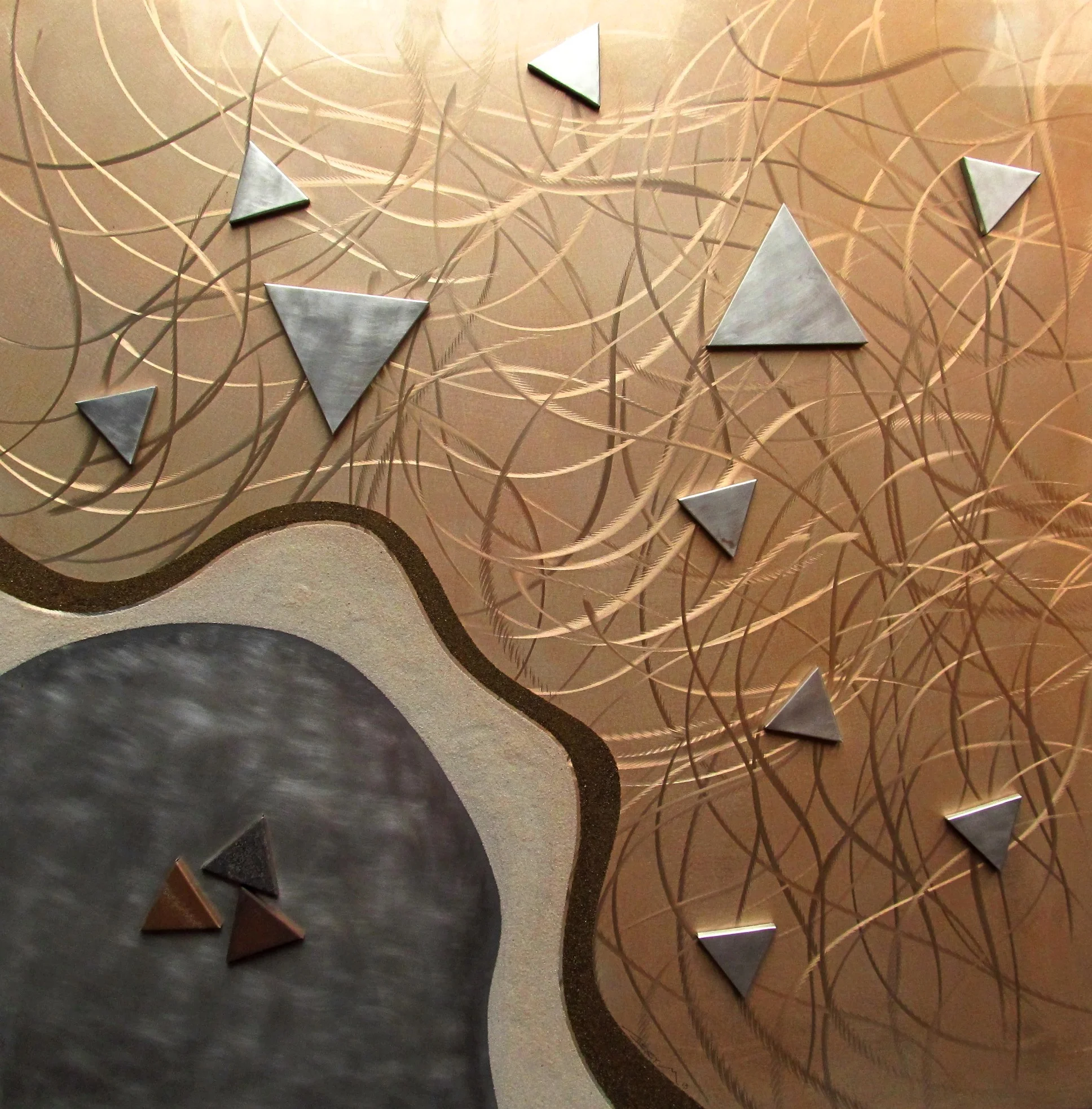 Abstraccion Triagular 2013 - Mixed media on Aluminum 43x43 inches - $7000.00.JPG