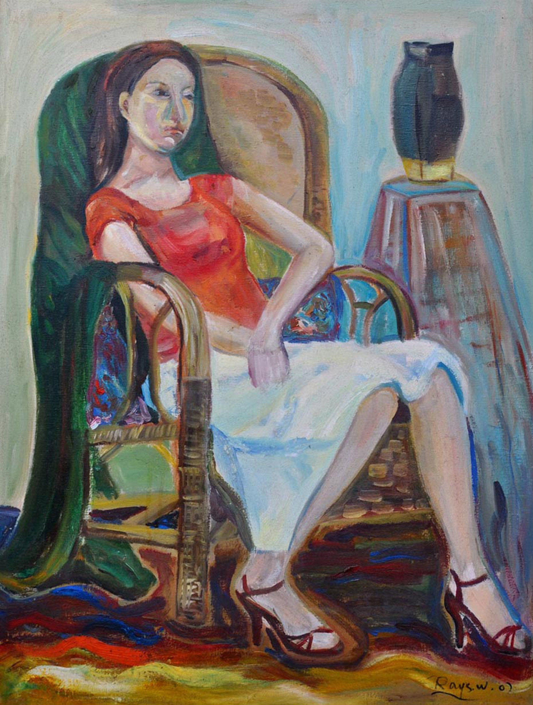 11,woman on the chair,2007,oil on canvas,80cmx60cm,$9000.jpg