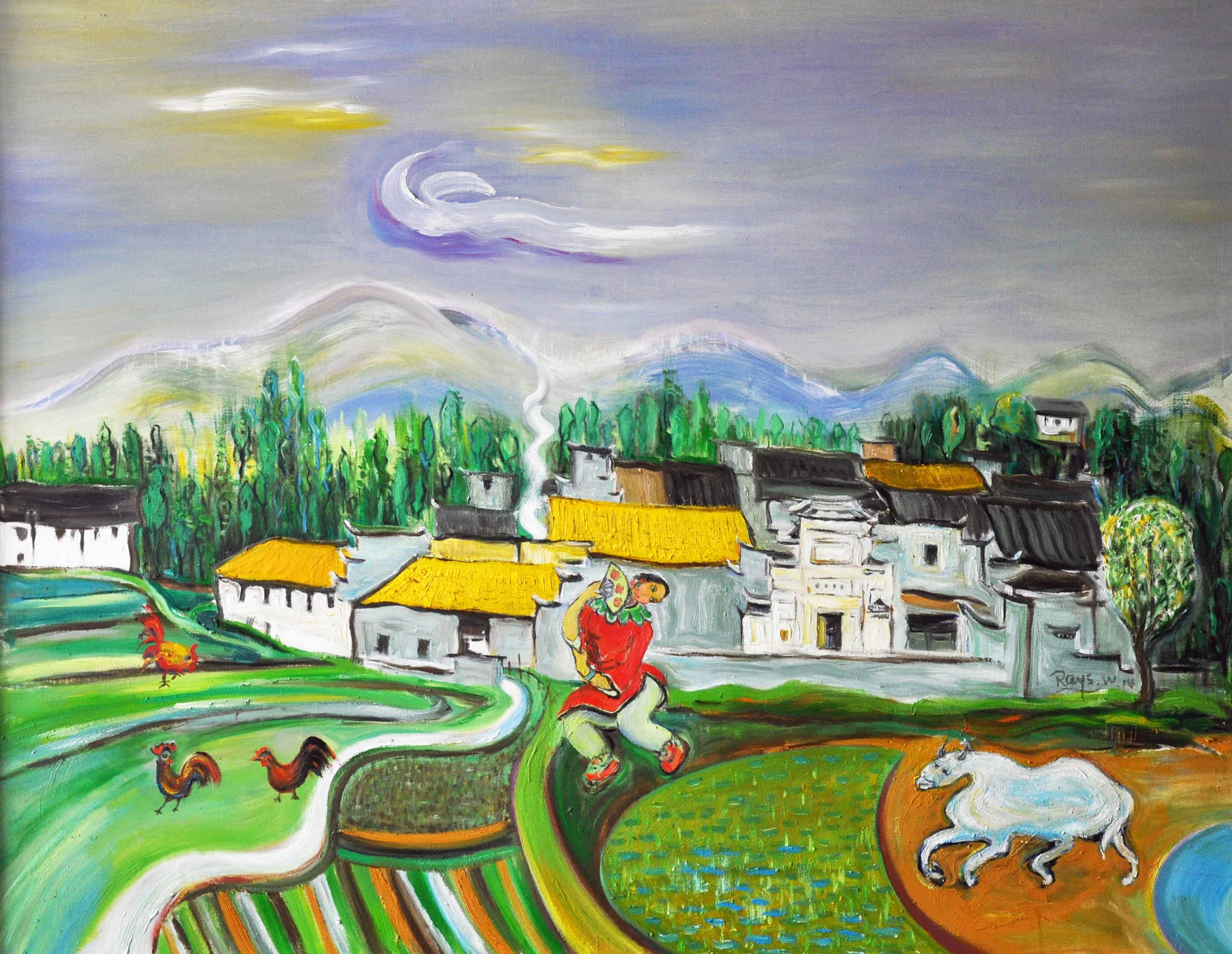 14,Dancing village,2014,oil on canvas,130x170cm,$15000.jpg
