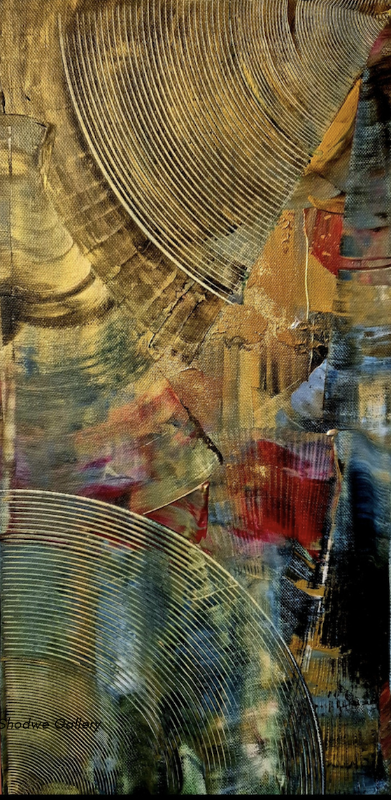 Gratitude 1, 2025, Acrylic, gold powder on canvas, 50"x25", $1500.png