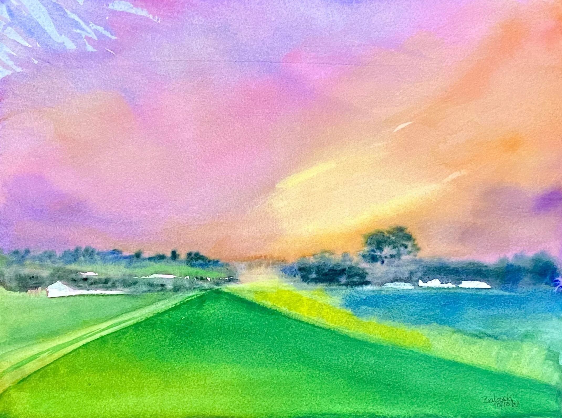 13) Fields of Green, 2022, WC_Arches, 12x16, Balaski.jpeg